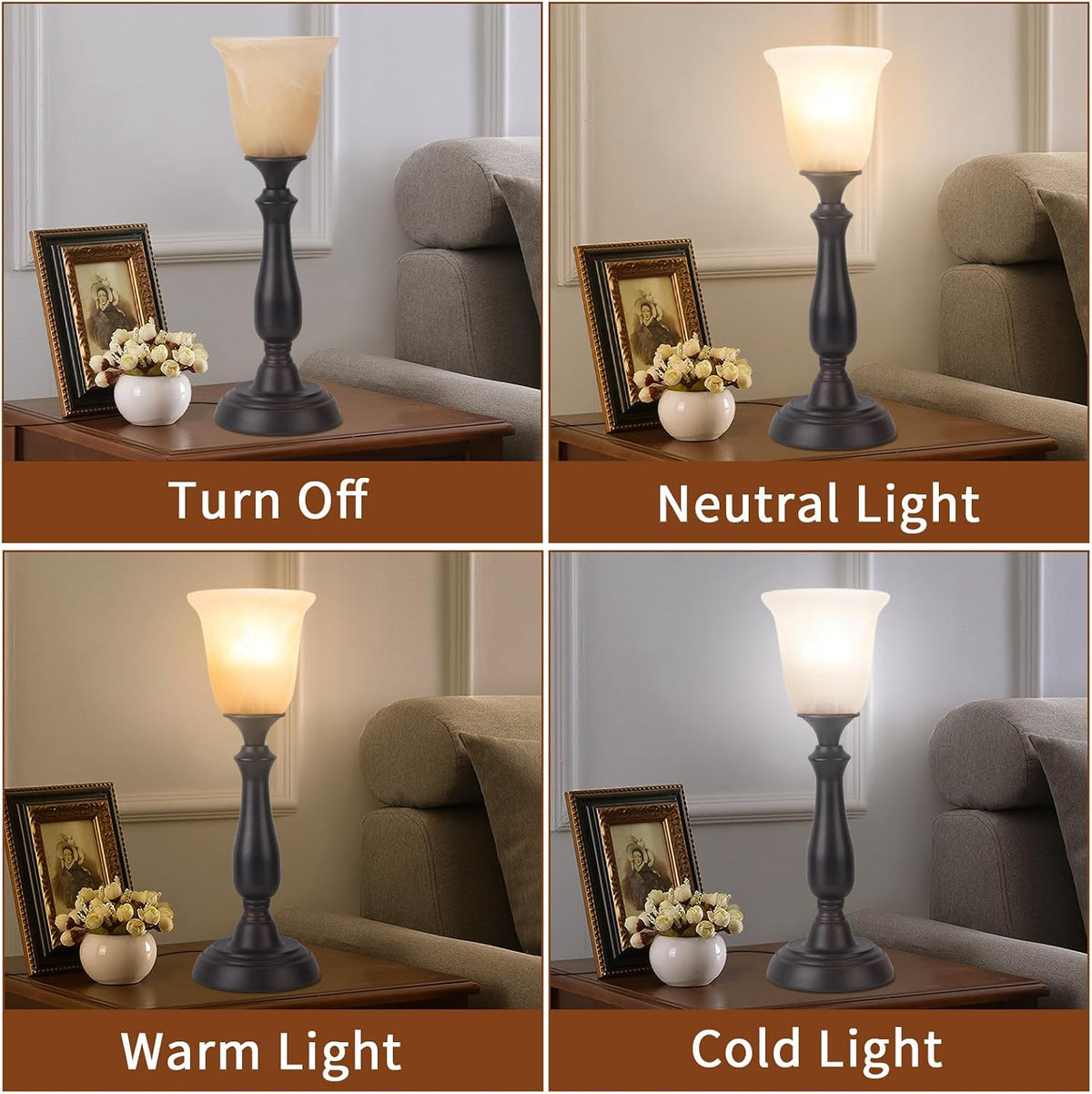HonoDing Farmhouse Table Lamp for Living Room, Nightstand Lamp with Alabaster...