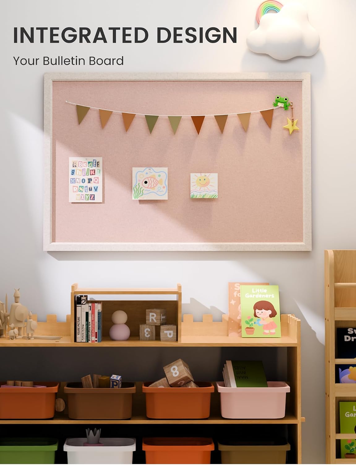 Fluxynara Framed Felt Bulletin Board, 35.4" x 23.6", Pink