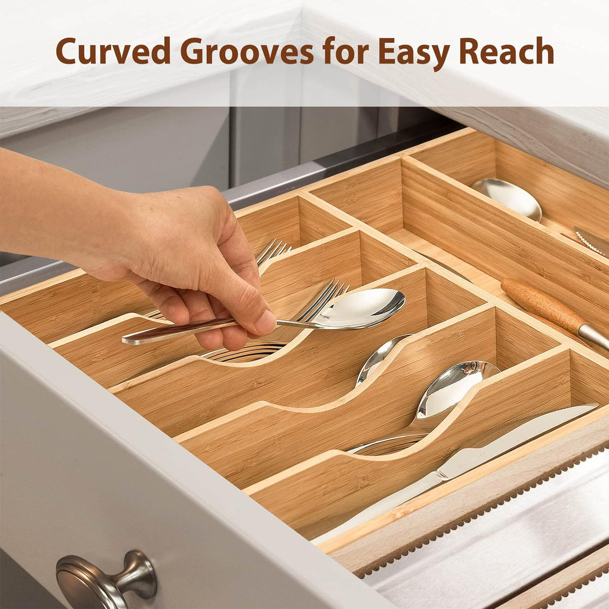 Umilife Kitchen Drawer Organizer, 12.5 Inch Silverware Utensil Tray Holder, E...