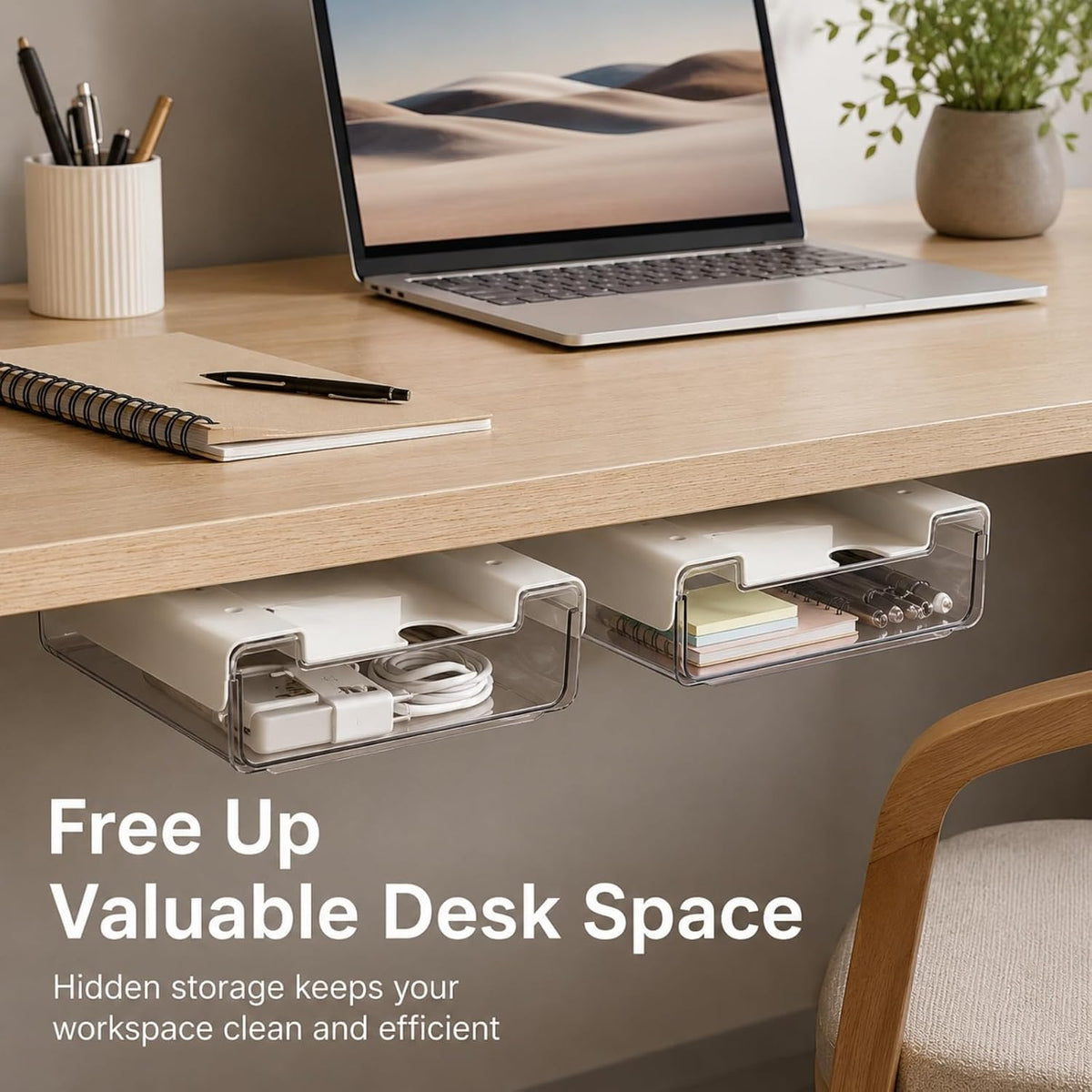 RHBLME 5 Pack Under Desk Drawer, Under Shelf Drawers Slide Out Self-Adhesive ...