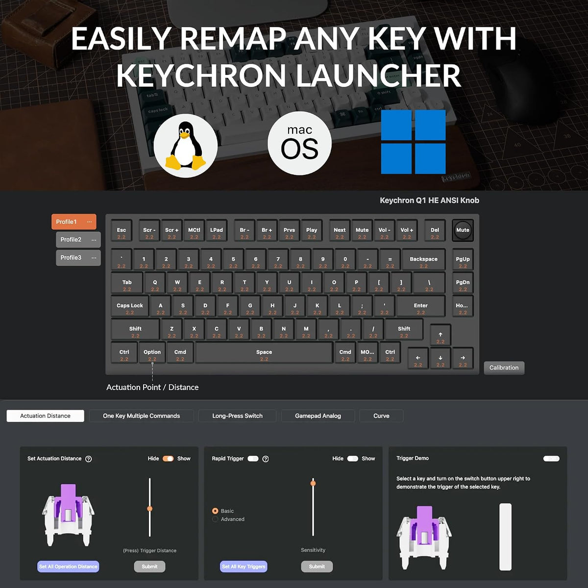 Keychron Q1 HE Wireless Custom Magnetic Keyboard, QMK Launcher
