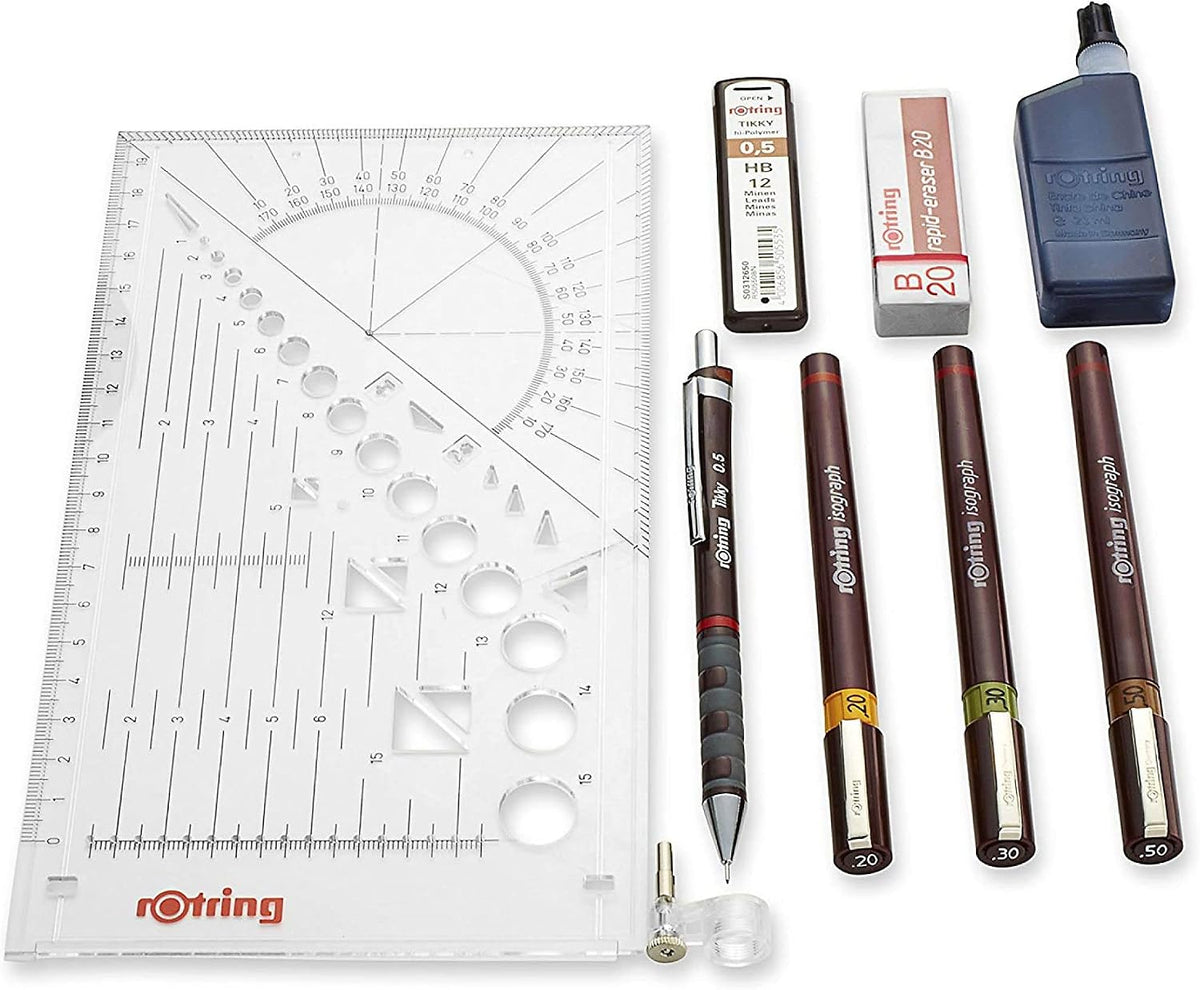 rOtring Isograph Technical Drawing Pen College Set, (0.20, 0.30, 0.50 mm), In...