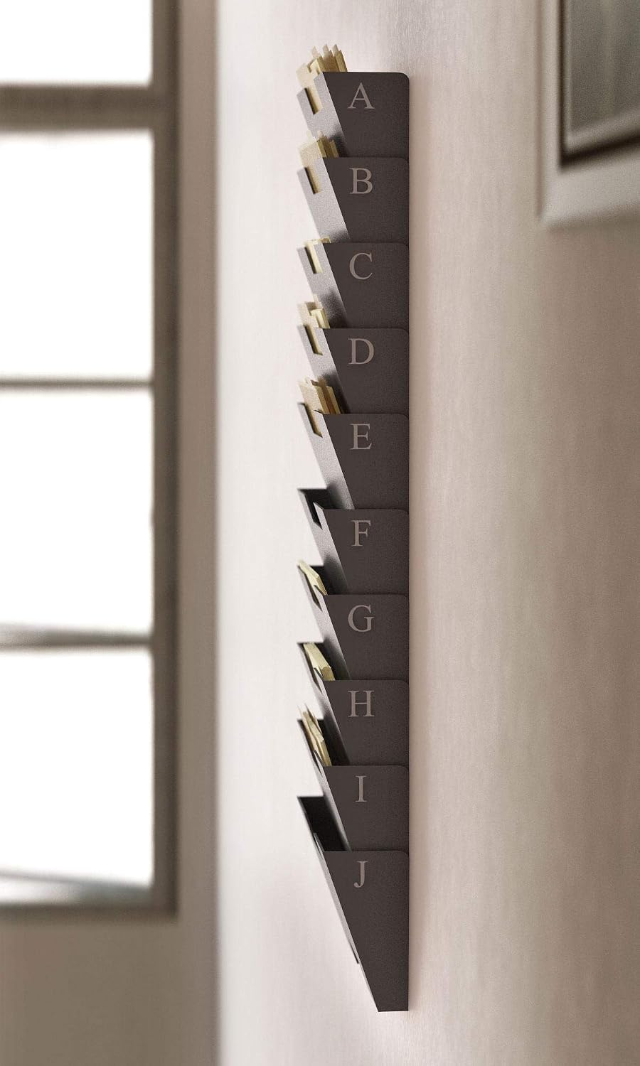 Gray Wall Mount Steel Vertical File Organizer Holder Rack 10 Sectional Modula...