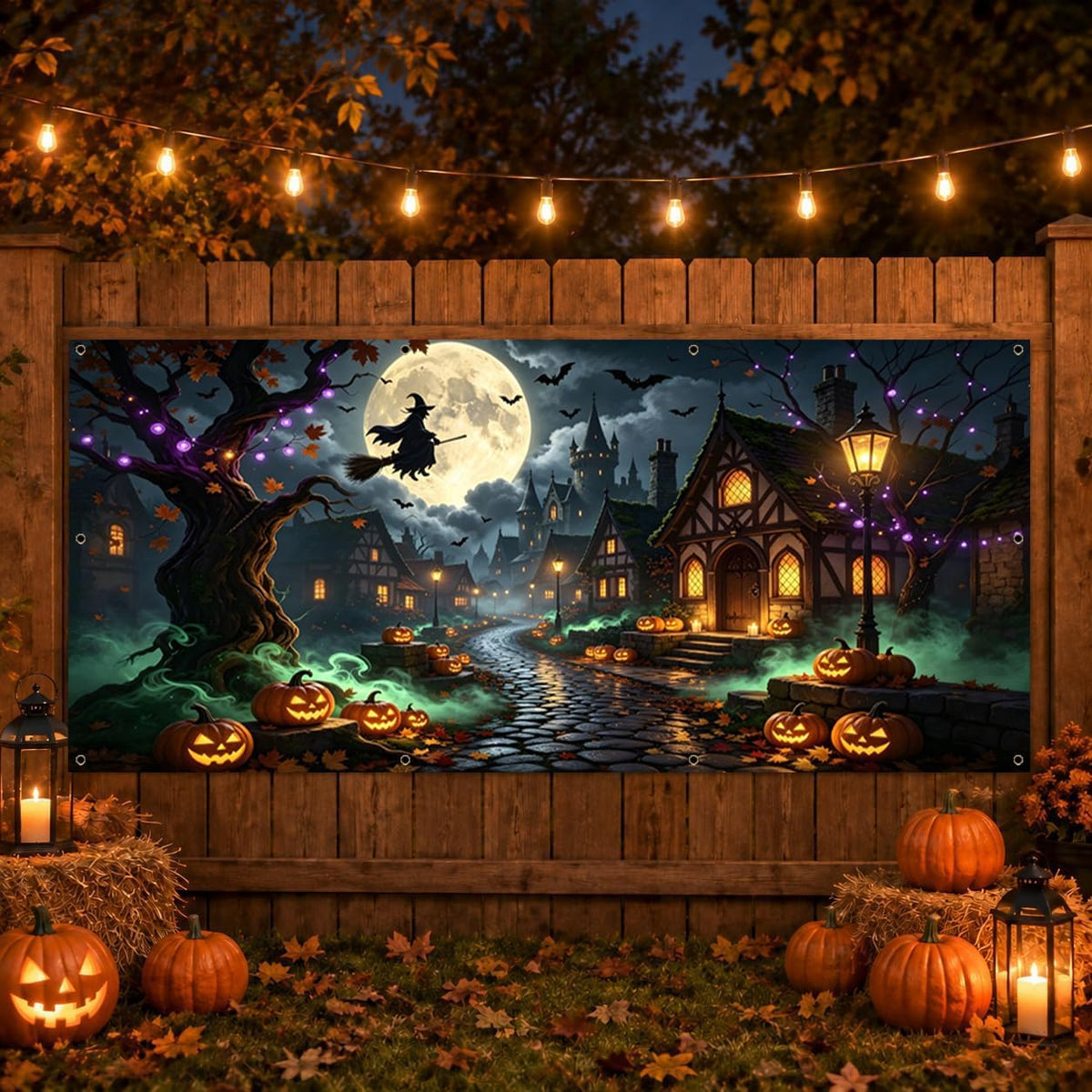 7x16ft Garage Door Halloween Cover Haunted House Halloween Garage Decor