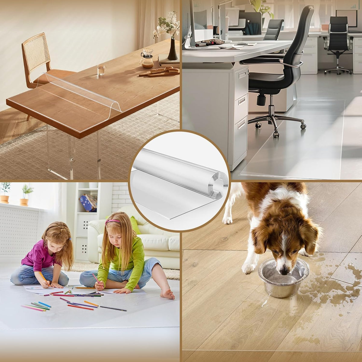 3x10 ft Plastic Runner, 36" x120 Clear Hallway Floor Mat, 60 mil Thick V...