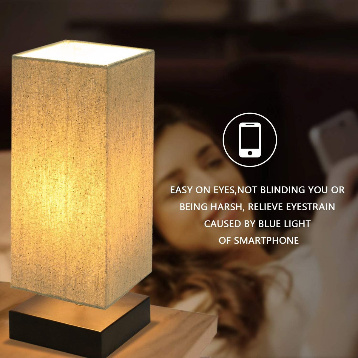 Touch Control Table Lamp Bedside 3 Way Dimmable Touch Desk Lamp Modern Nights...