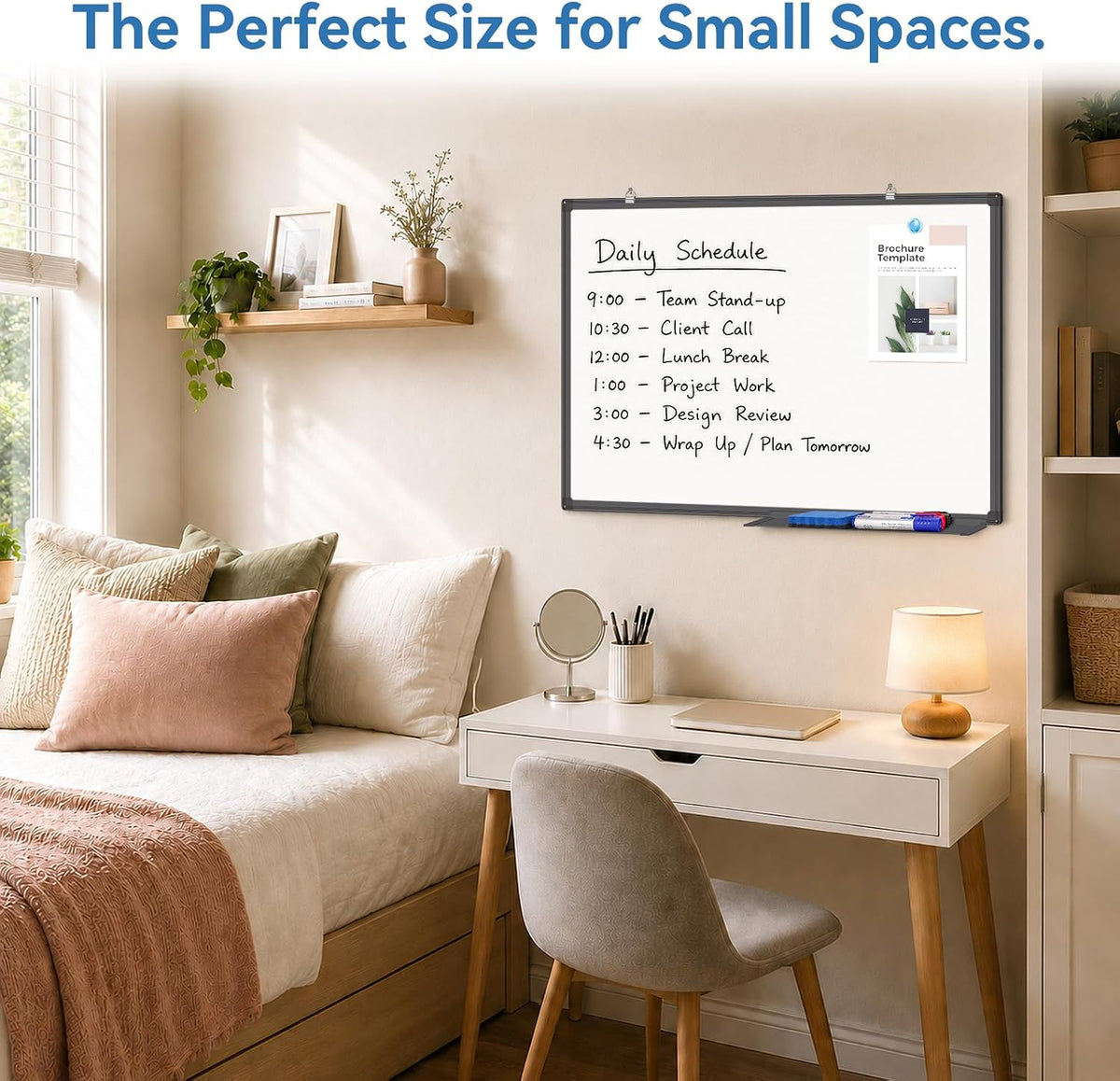 Magnetic Dry Erase White Board 30" x 20" Aluminum Frame Black