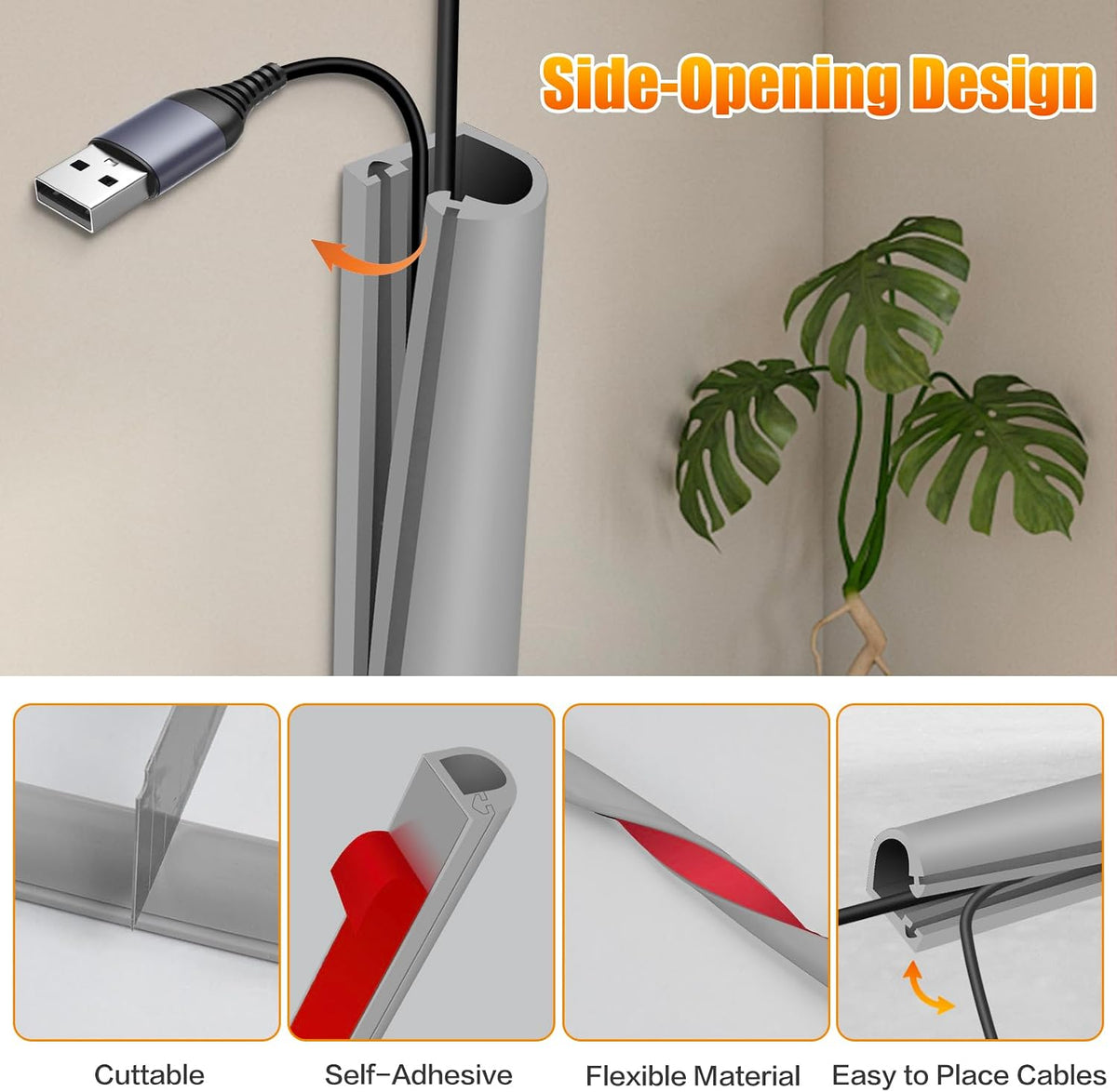 Silicone Cord Hider Wall Cord Covers for Wires on Wall