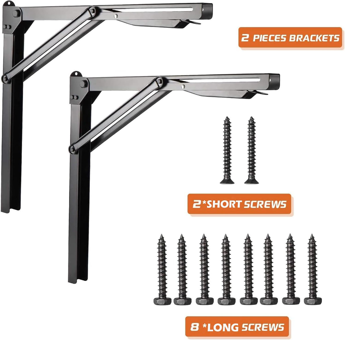 Ultrawall 24 inch Folding Shelf Brackets, Steel Wall Mounted Shelf Bracket