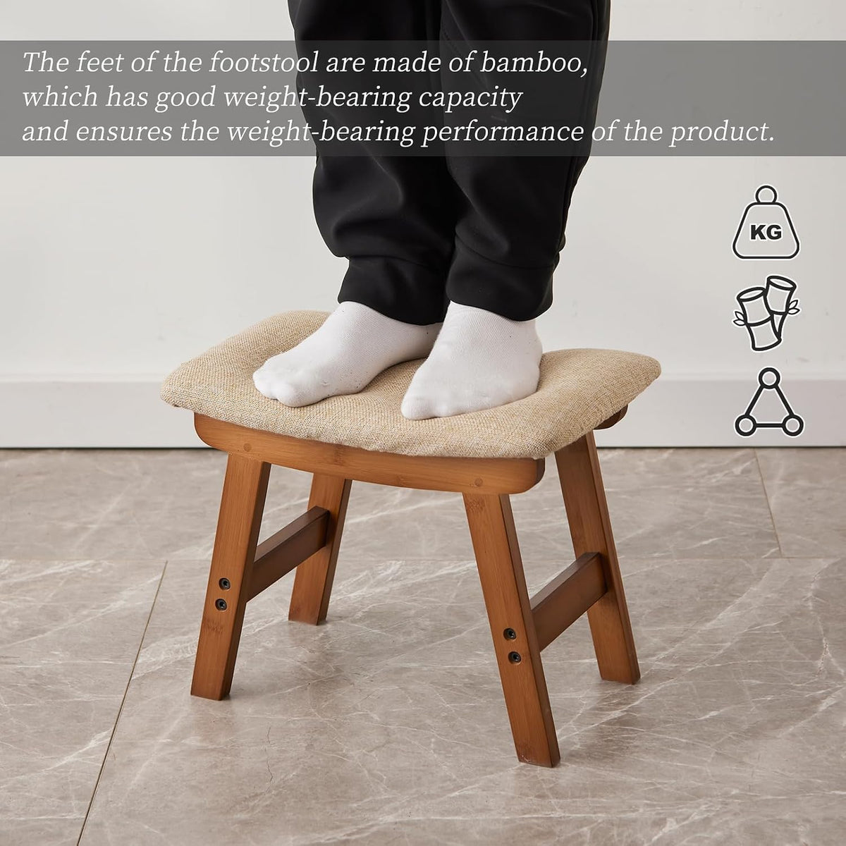 Kitsanery Foot Stool,Ottoman,Bamboo Small Sofa Foot Rest Under Desk,Extra Sea...