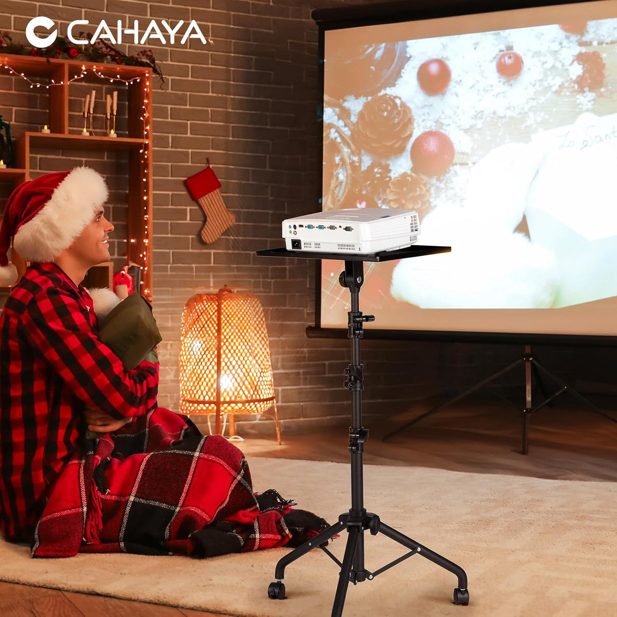 CAHAYA Projector Stand Adjustable Laptop Tripod Stand Portable with Casters