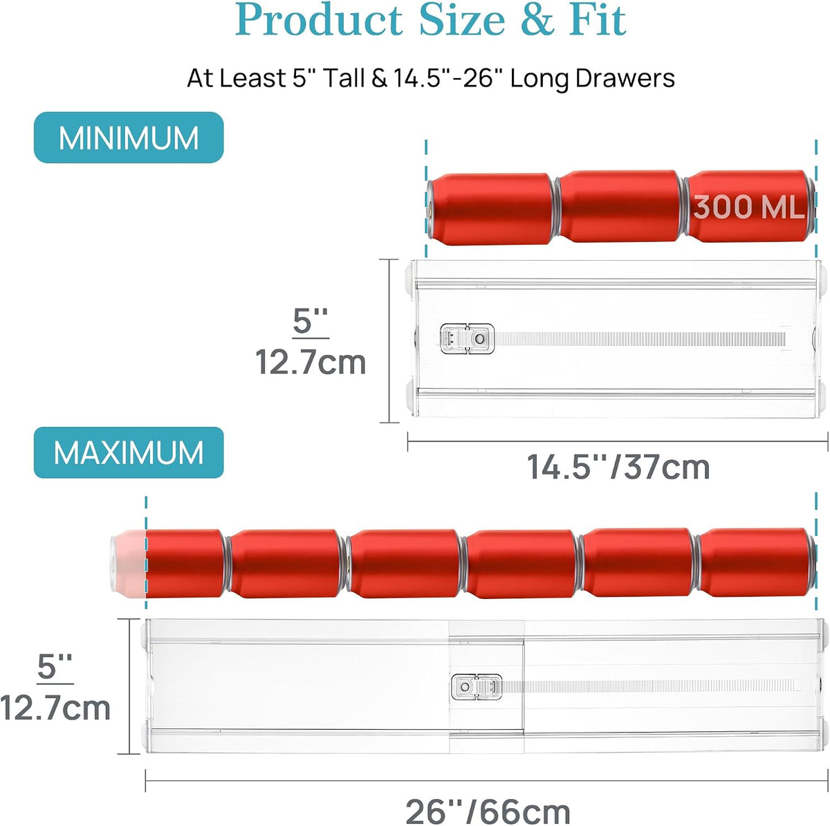 Vtopmart 5" High Drawer Dividers for Clothes 14.5"-26" Adjusta...