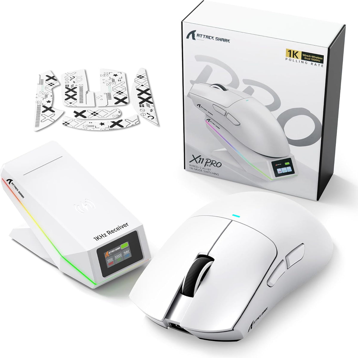 ATTACK SHARK X11PRO V2 Tri Mode Lightweight Wireless Gaming Mouse-White