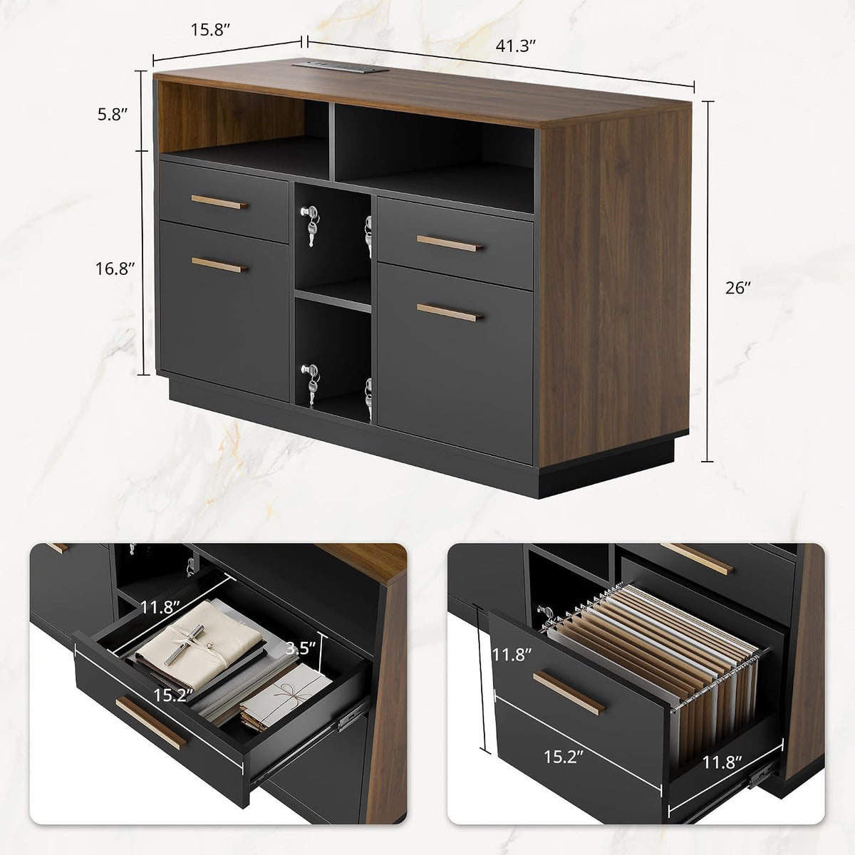 ModernMate 4 Drawer File Cabinet with Lock for Home Office