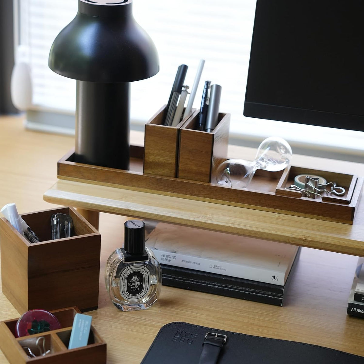 Wood Vanity Tray Set, 6-Piece Countertop Organizer for Small Items