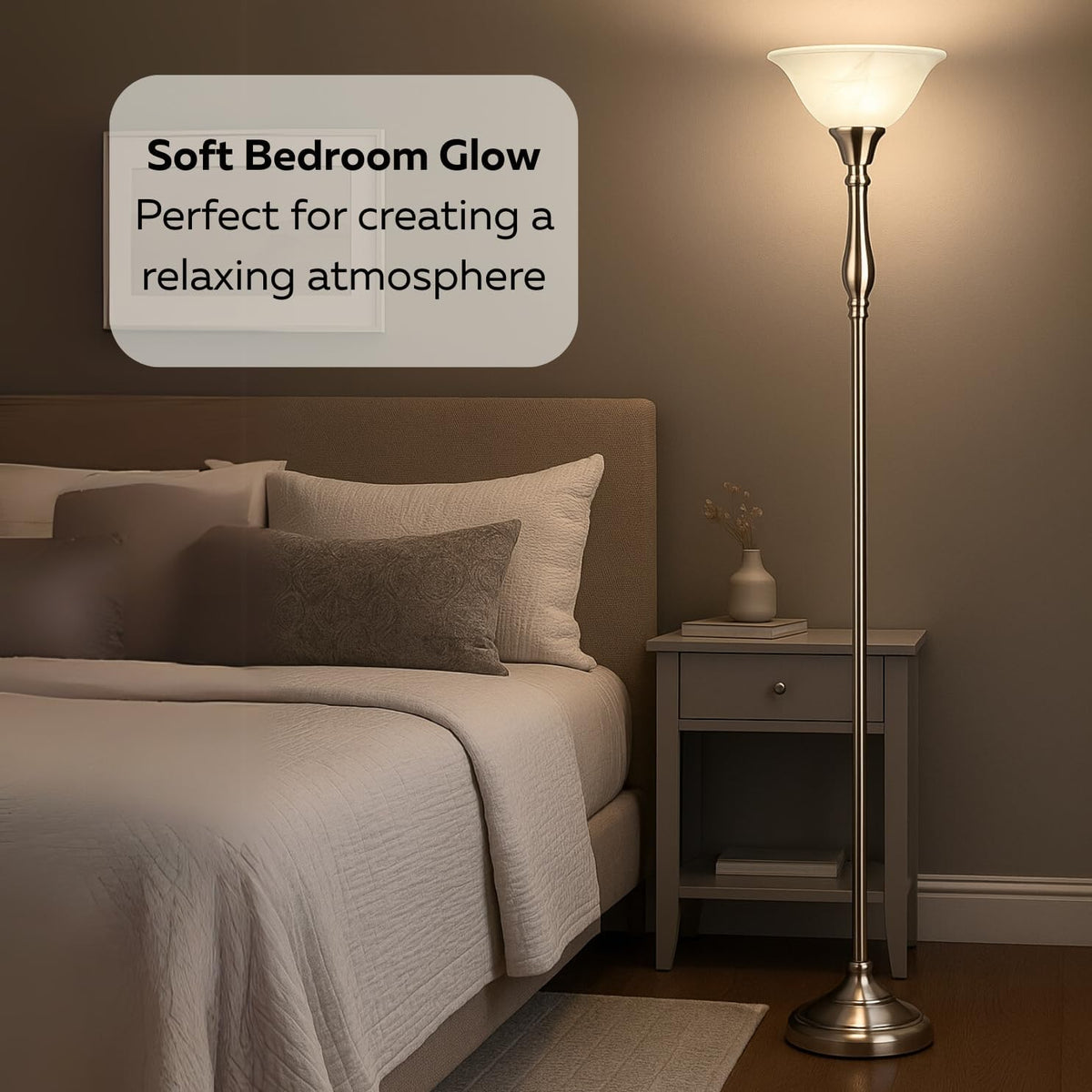 LIGHTACCENTS Torchiere Floor Lamp, 72", Brushed Nickel