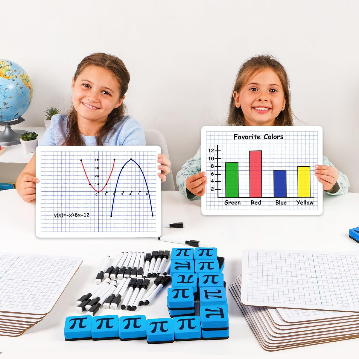 Simply Magic 25 Pack Double-Sided Dry Erase Graph Lap Boards - 12''x9...