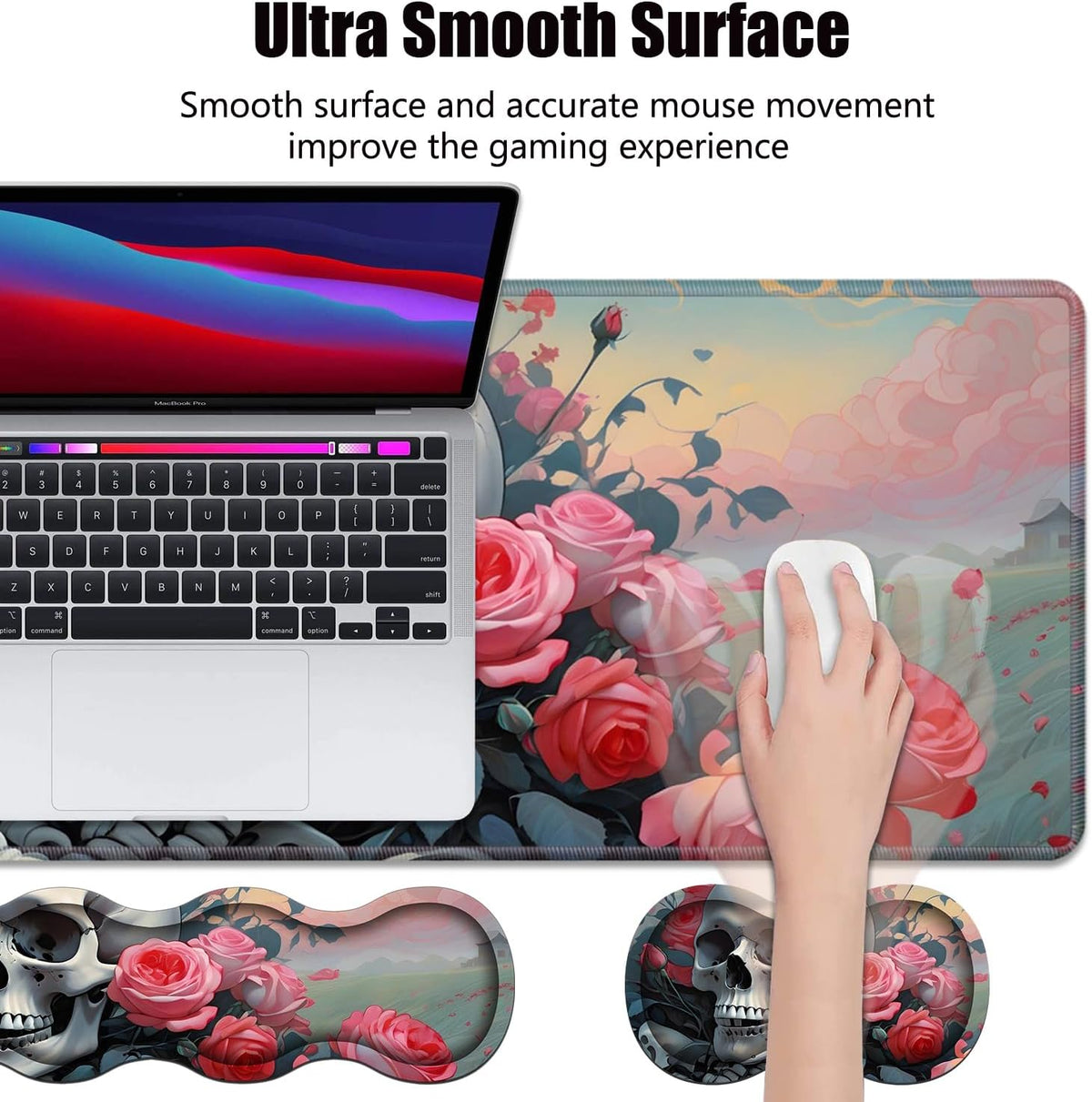 4 in 1 Ergonomic Memory Foam Mouse Pad Wrist Rest Set, Large XXL Gaming Desk ...