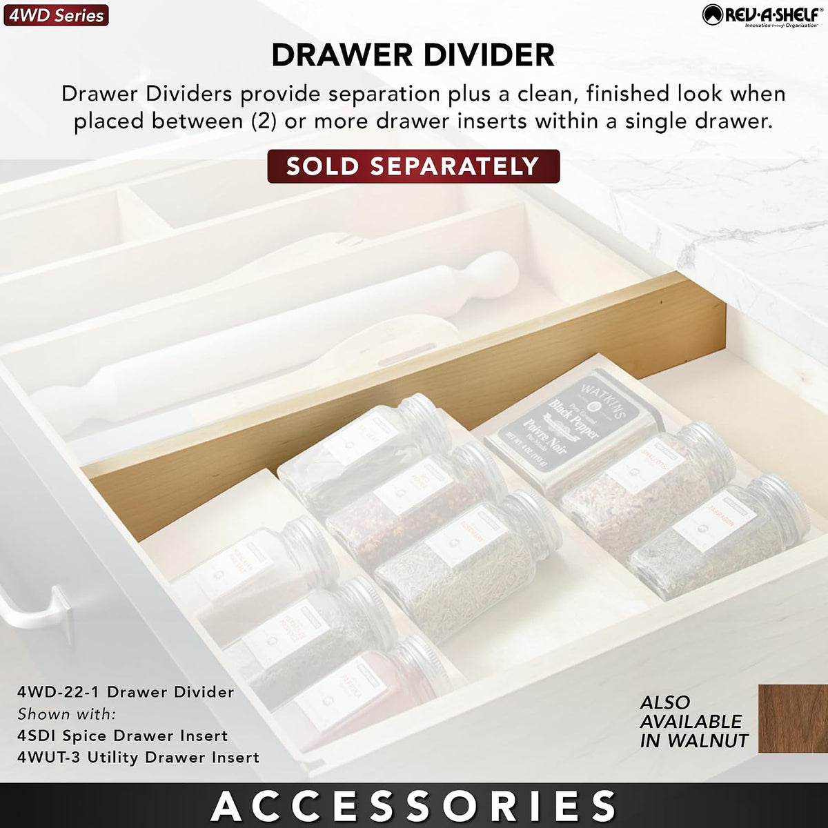 Rev-A-Shelf Trim-to-Custom-Fit Wooden Silverware Drawer Divider Organizer