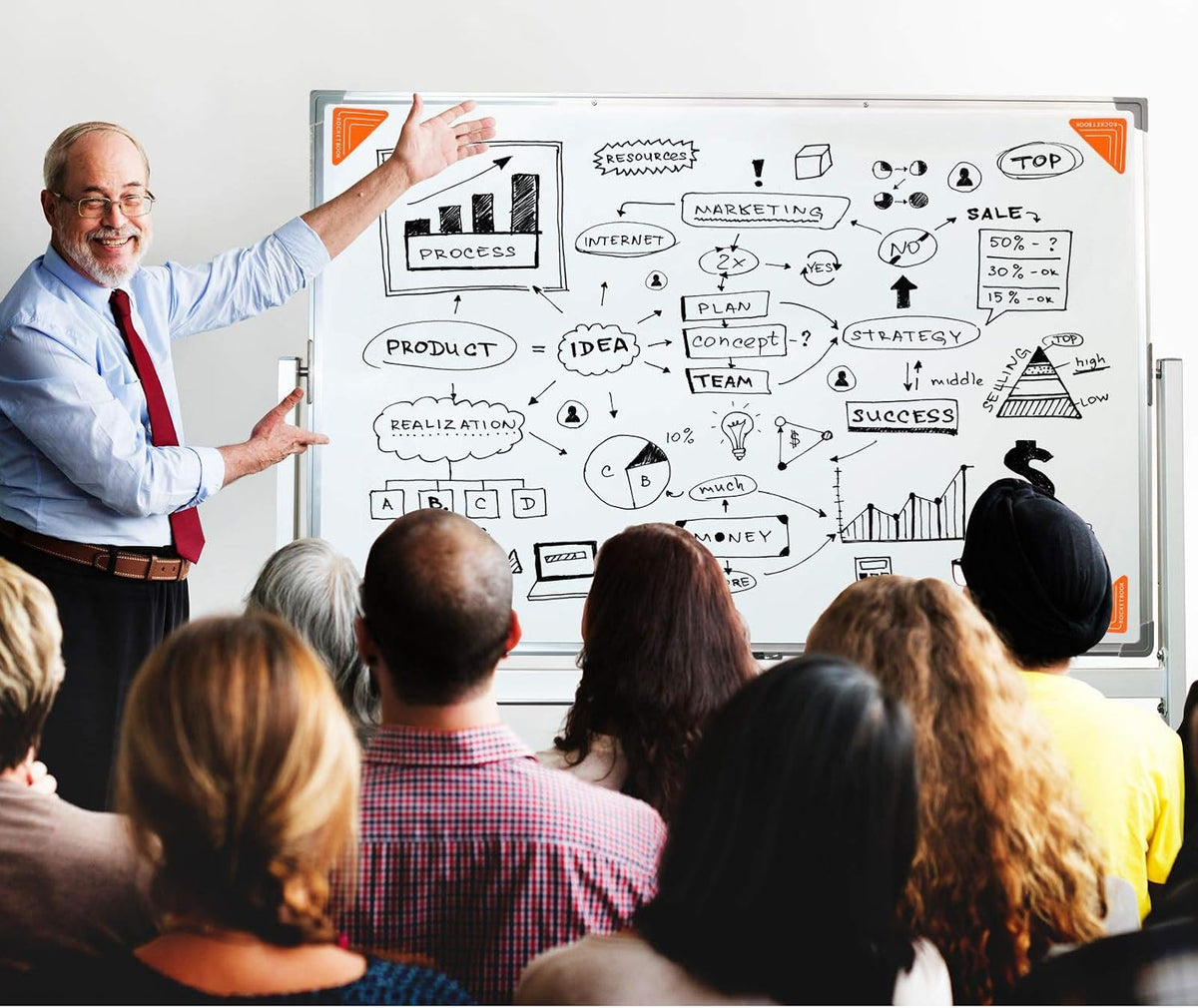 Excello Global Products Reversible Whiteboard on Wheels - 48"x32" w...