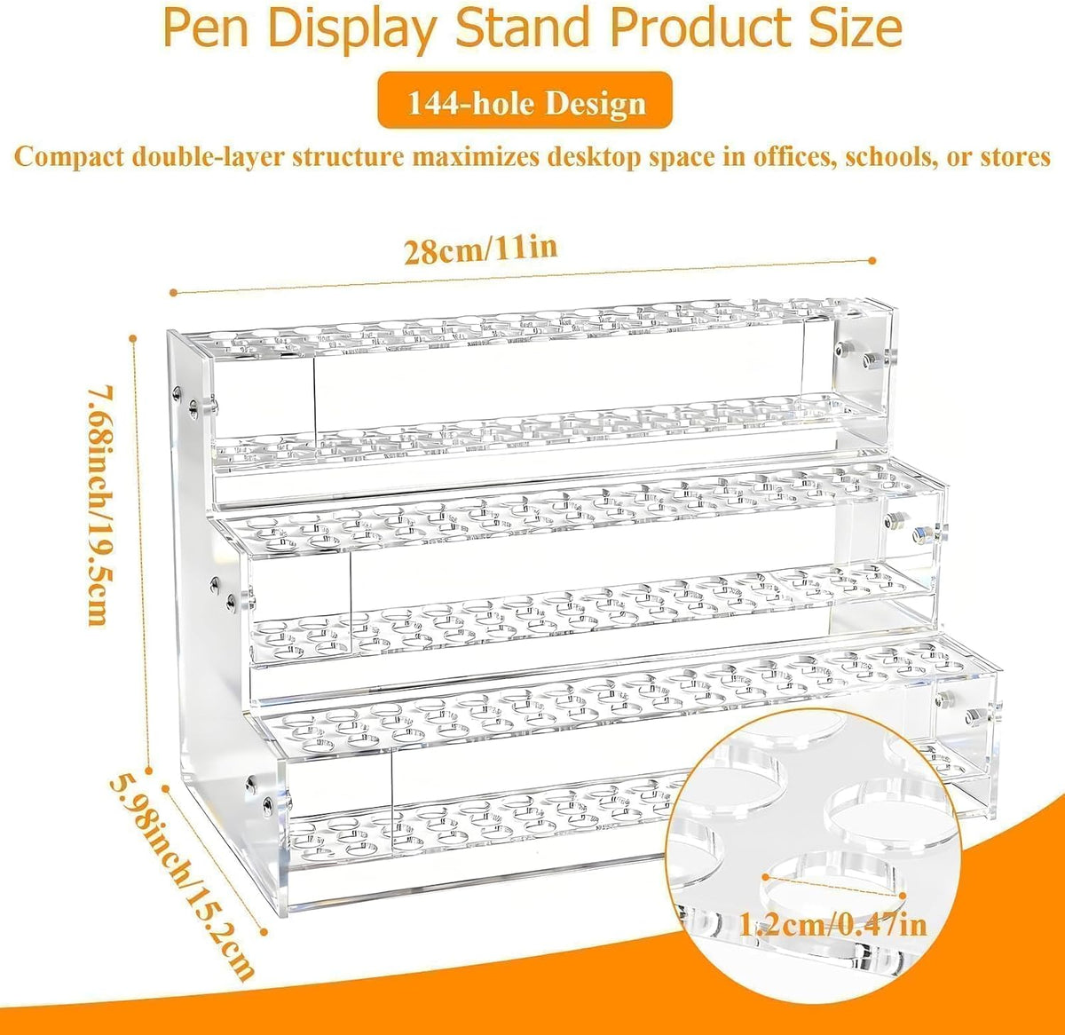 2pcs 144-Slots Pen Holder for Craft Shows,Acrylic Pen Display Stand Holders