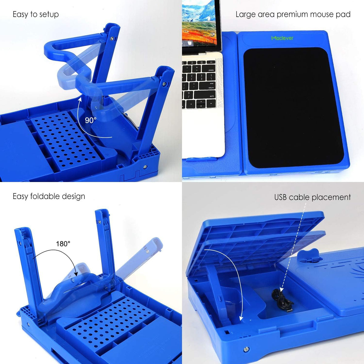 Moclever Laptop Table for Bed-Multi-Functional Laptop Bed Table Tray with Int...