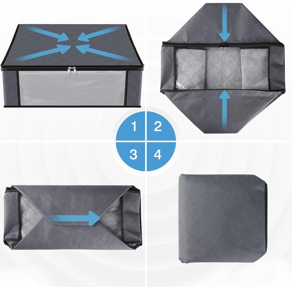 HomeHacks 8-Pack Clothes Organizer Storage Bags, 35L Storage Bins, Gray