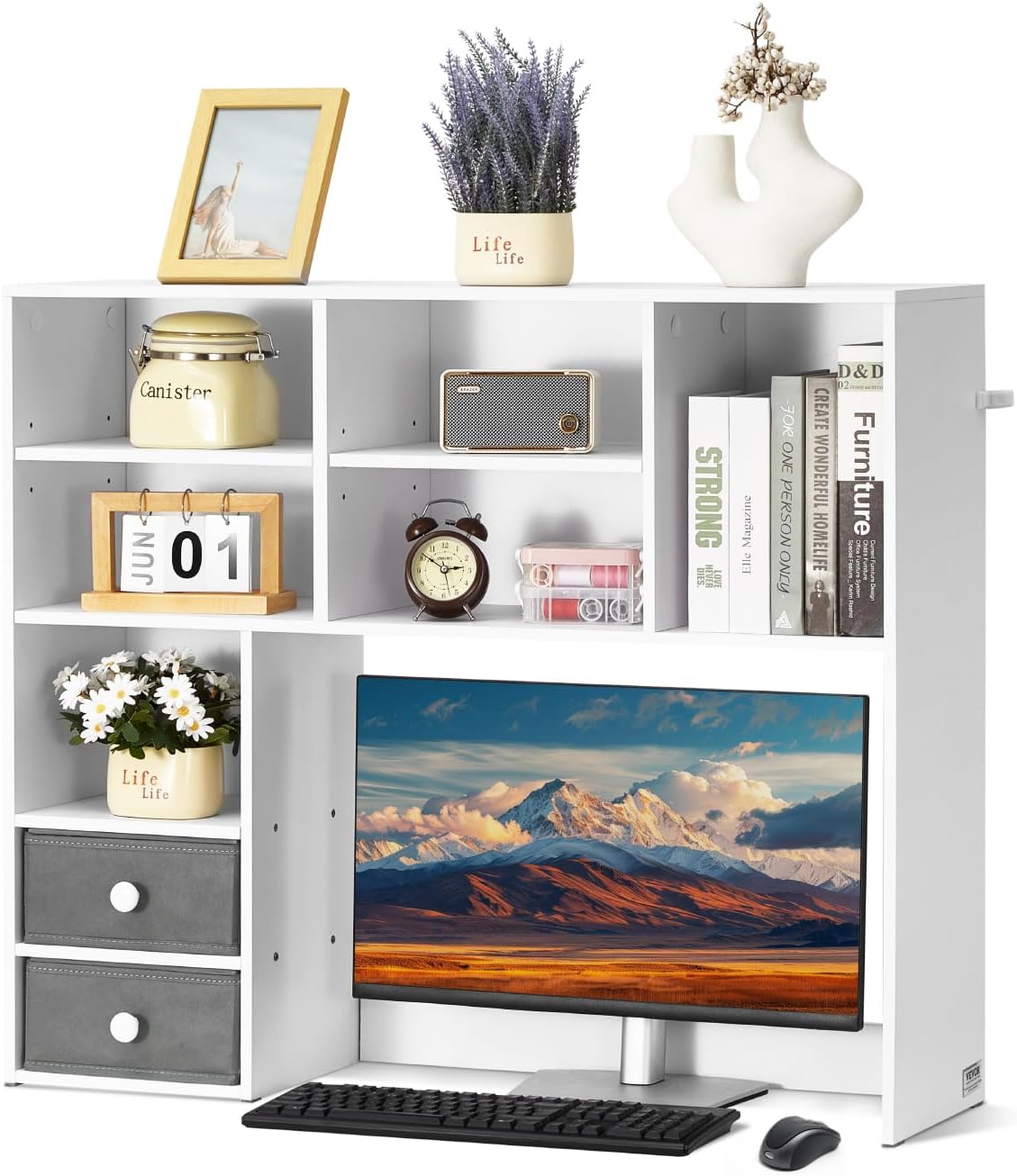 VEVOR Desktop Bookshelf, 3-Tier Desktop Storage Organizer, 37" x 10"...