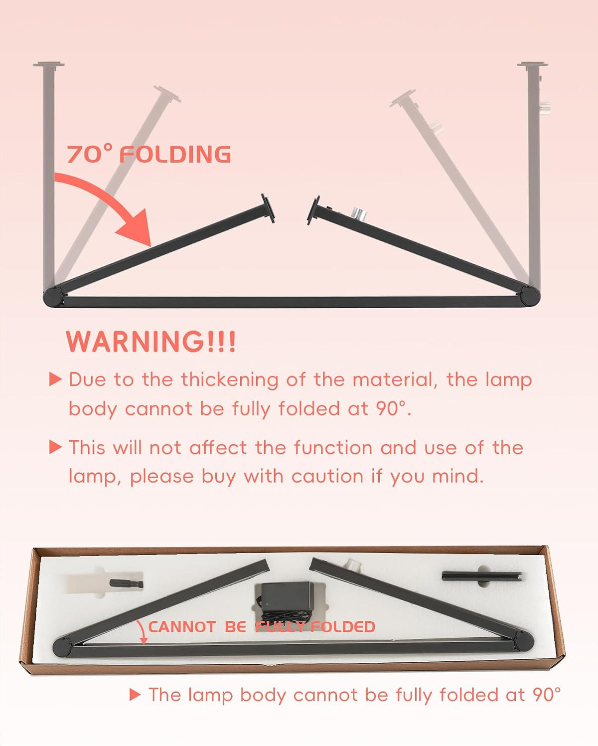 Foldable Half Moon Light for Nail Desk, 48W Rectangle Nail Tech Lamp, 33in LE...