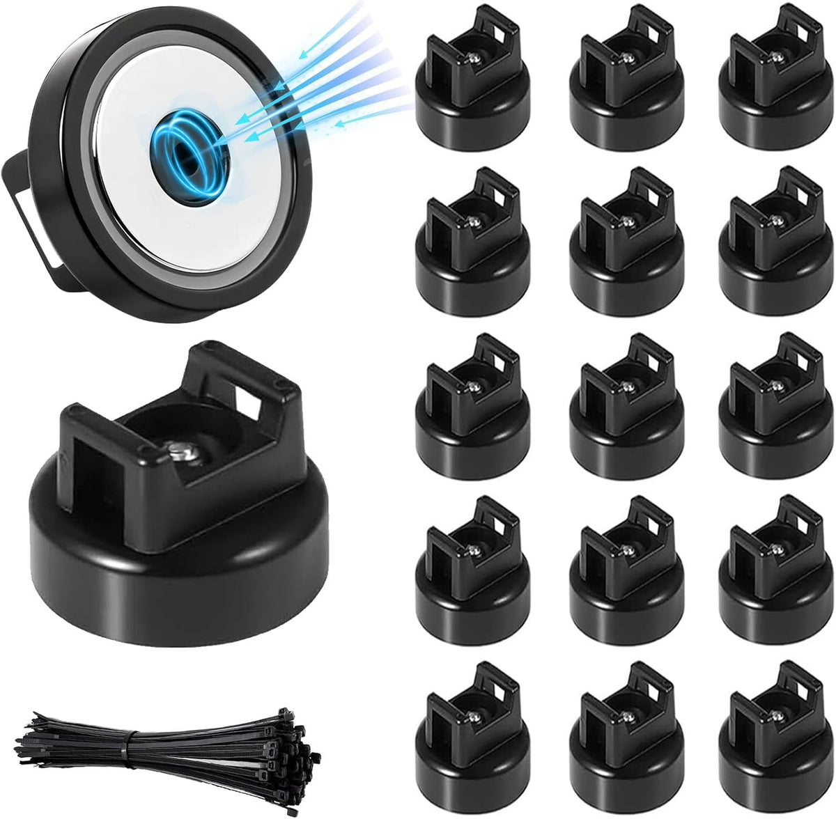 15 Pcs zbab1 Magnetic Zip Tie Mount Base, 35LBS Strong Magnetic Wire Holder &...