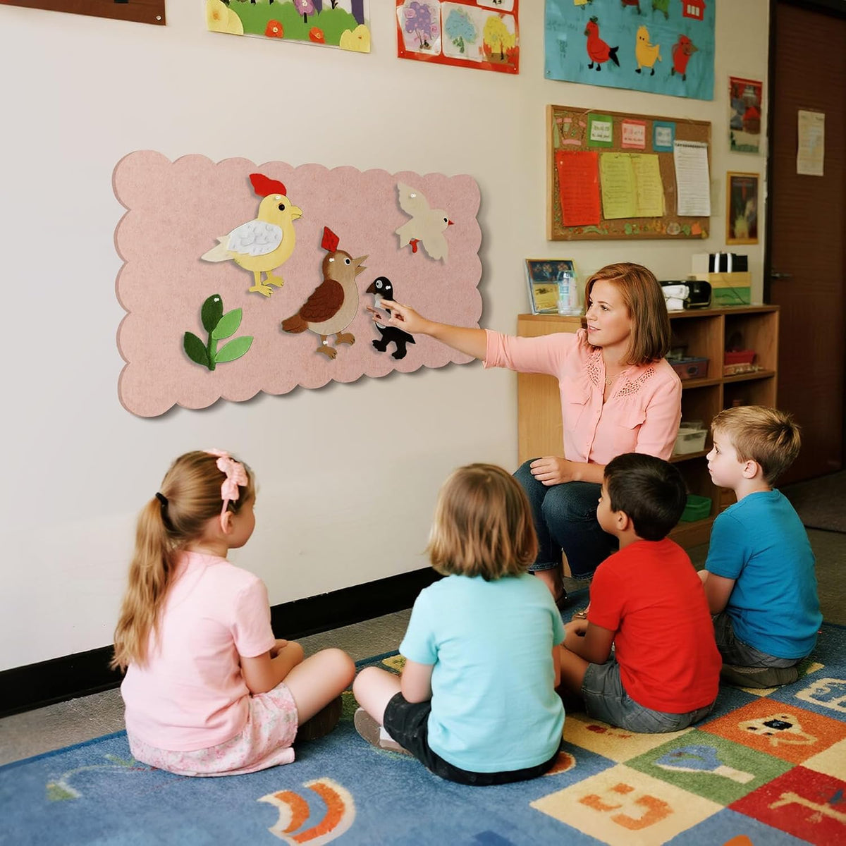Scalloped Bulletin Board 35x17.5 inches, Decorative Felt Pin Board for Wall