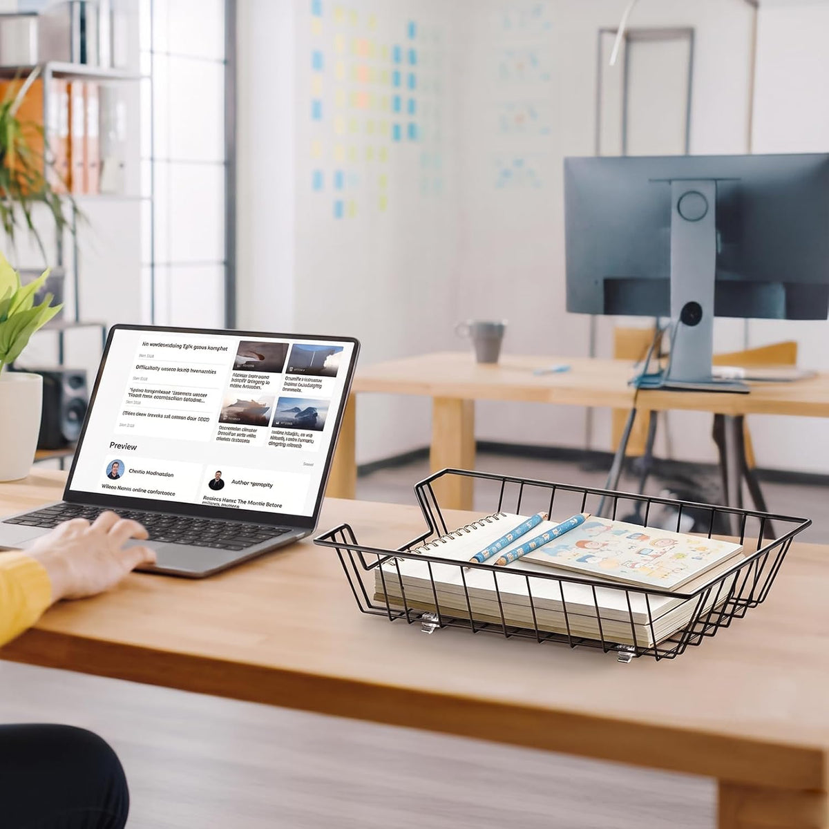 4-Pack Paper Tray Organizer for Desk, Wire Baskets and Letter Trays, Black