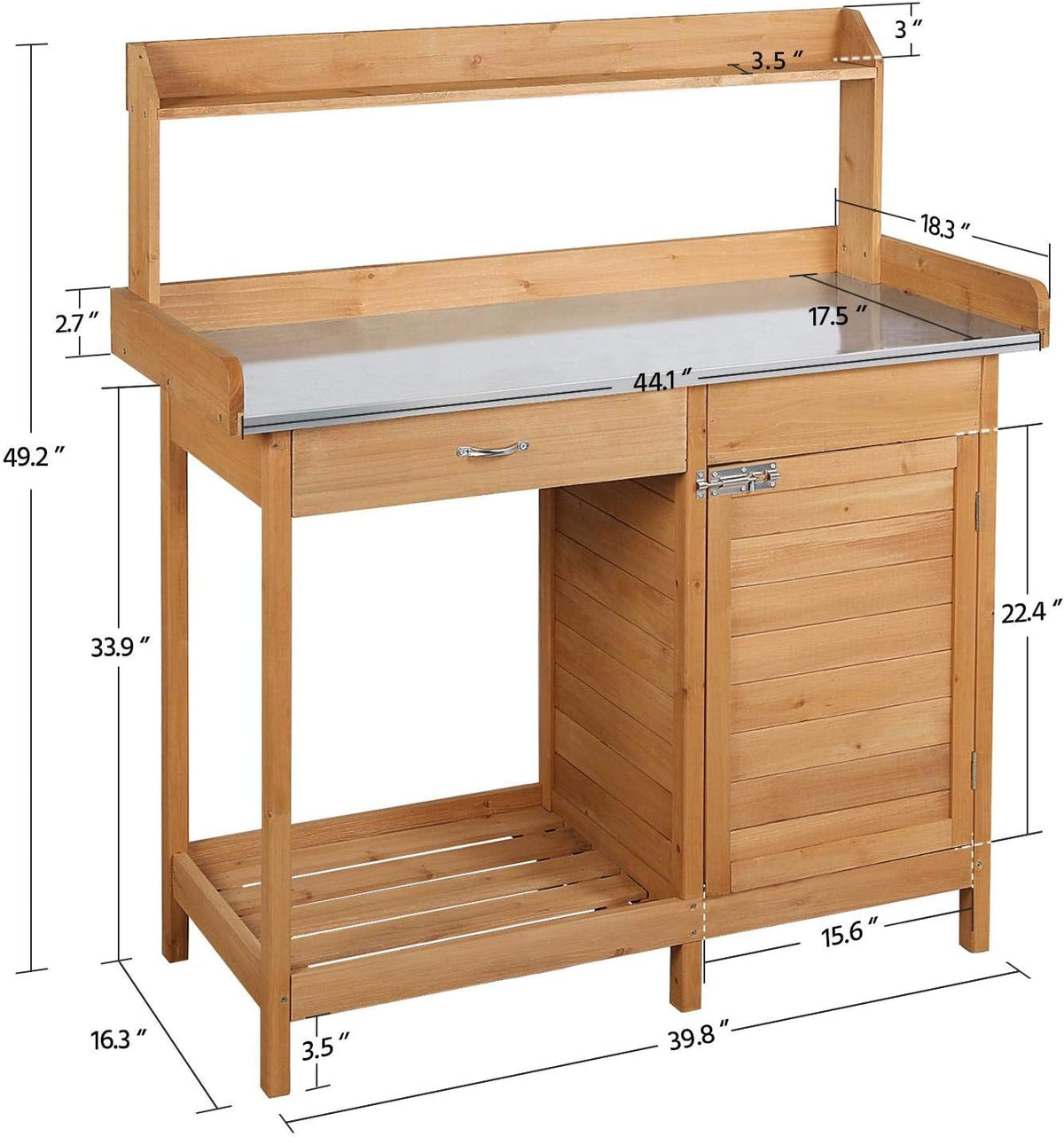 Yaheetech Potting Bench Outdoor Potting Table with Storage,Natural Wood