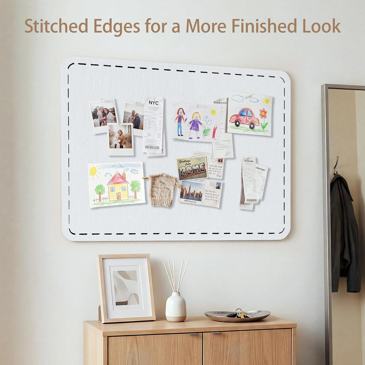 Stitched Bulletin Board 36 x 24 Inches Cork Board Alternative for Wall