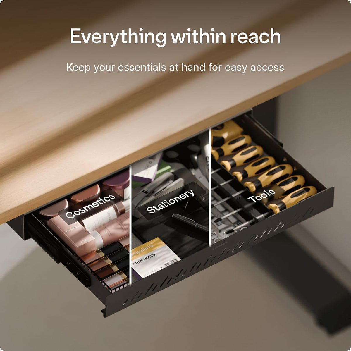 Desktronic Under Desk Drawer — Hidden Under-Desk Storage Organizer, Easy Inst...