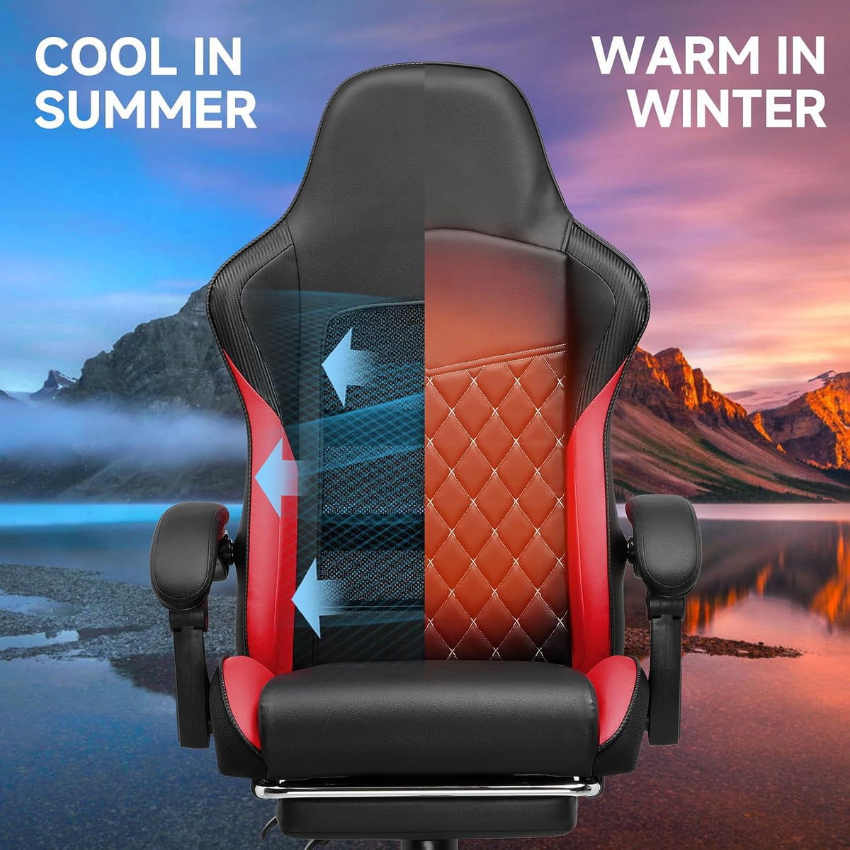 GTPLAYER Gaming Chair, High Back Leather Computer Gaming Chair with Footrest,...
