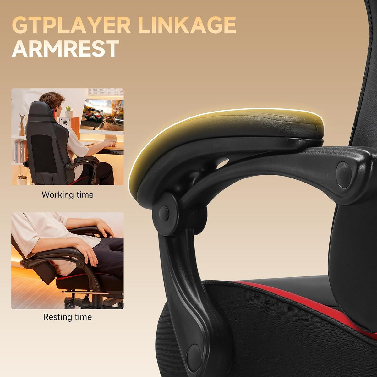 GTPLAYER Gaming Chair, High Back Leather Computer Gaming Chair with Footrest,...