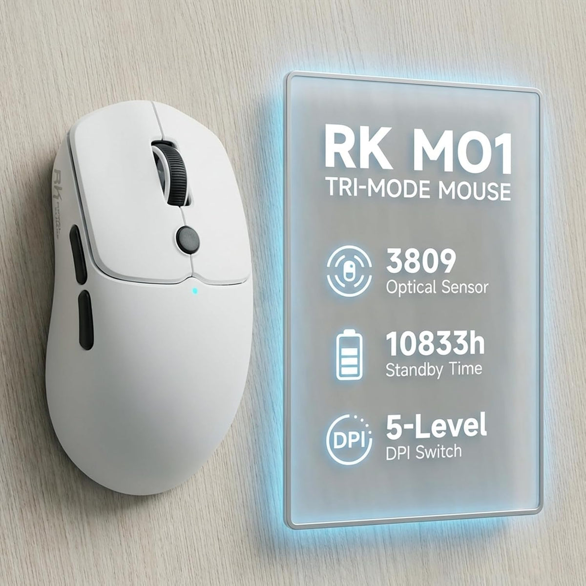 RK ROYAL KLUDGE MO1 Wireless Mouse, 55g Ultra-Lightweight Computer Mice, 6 Pr...