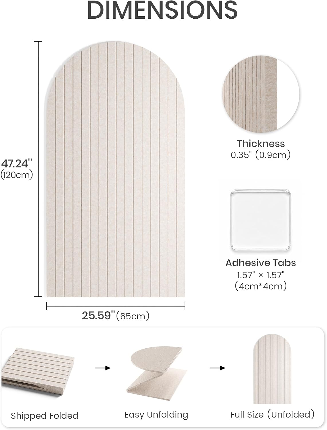 Large Arched Felt Bulletin Board 47.2''×25.5'', Oatmeal
