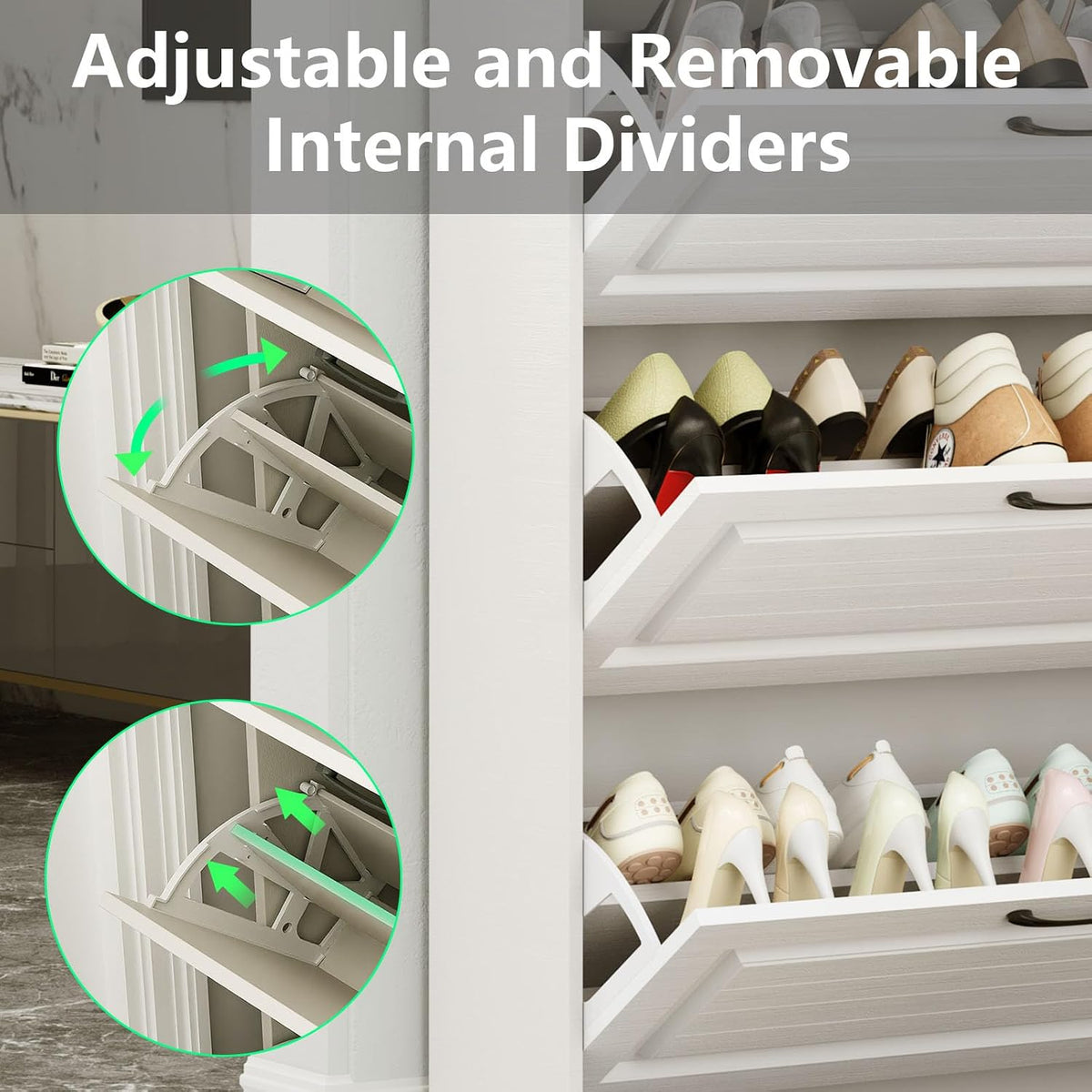 Shoe Cabinet Storage for Entryway with 3 Large Flip Drawers & 2 Drawers