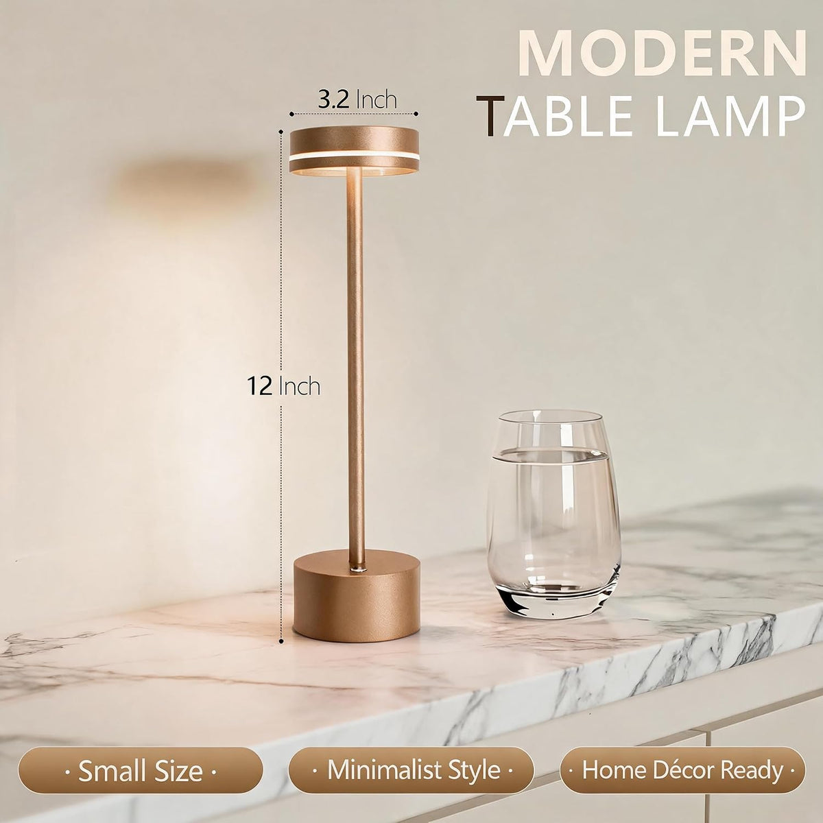 2 Pack Cordless Table Lamps, 5000 mAh Rechargeable Touch LED Lamps