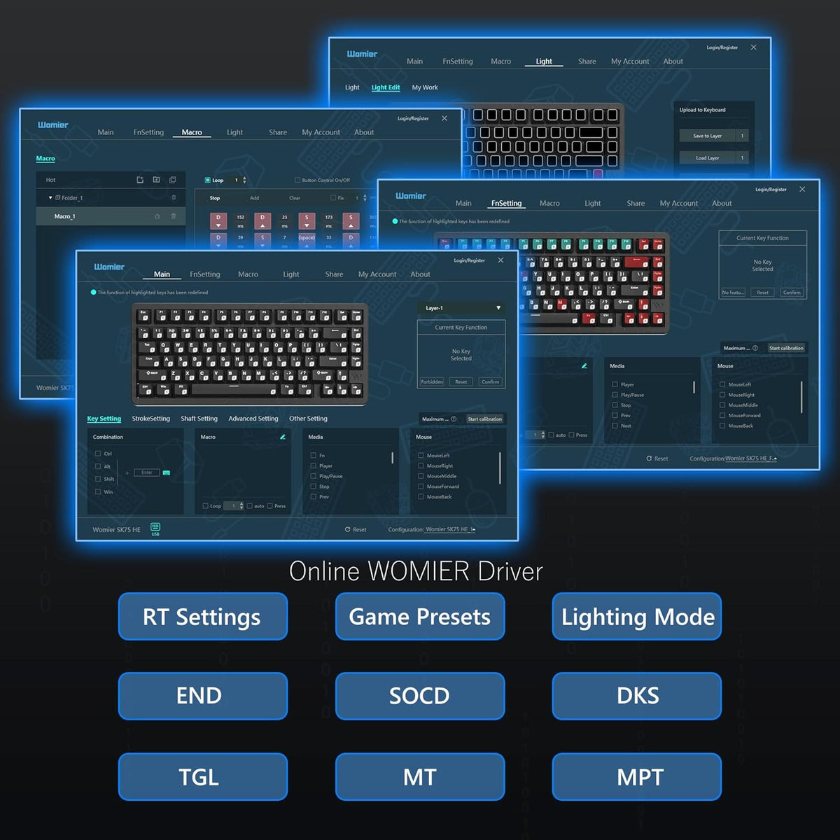 Womier SK75 TMR/HE Keyboard Gaming 75% Hall Effec, Mechanical Keyboard