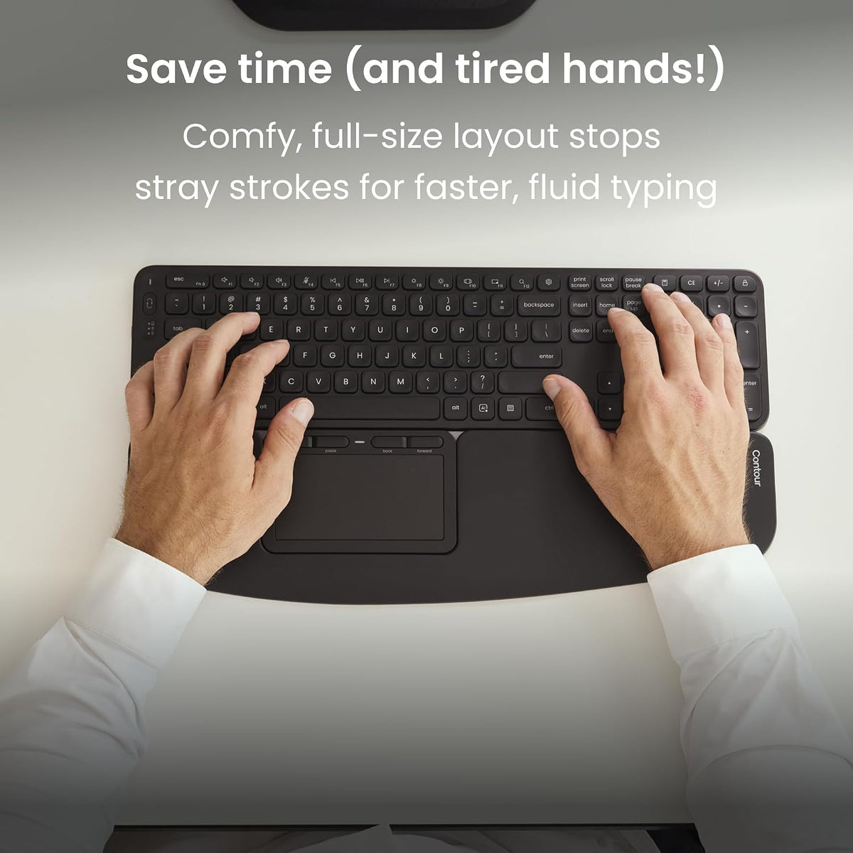 Contour Balance Keyboard: Full-Size Wireless Keyboard with USB Receiver, US L...
