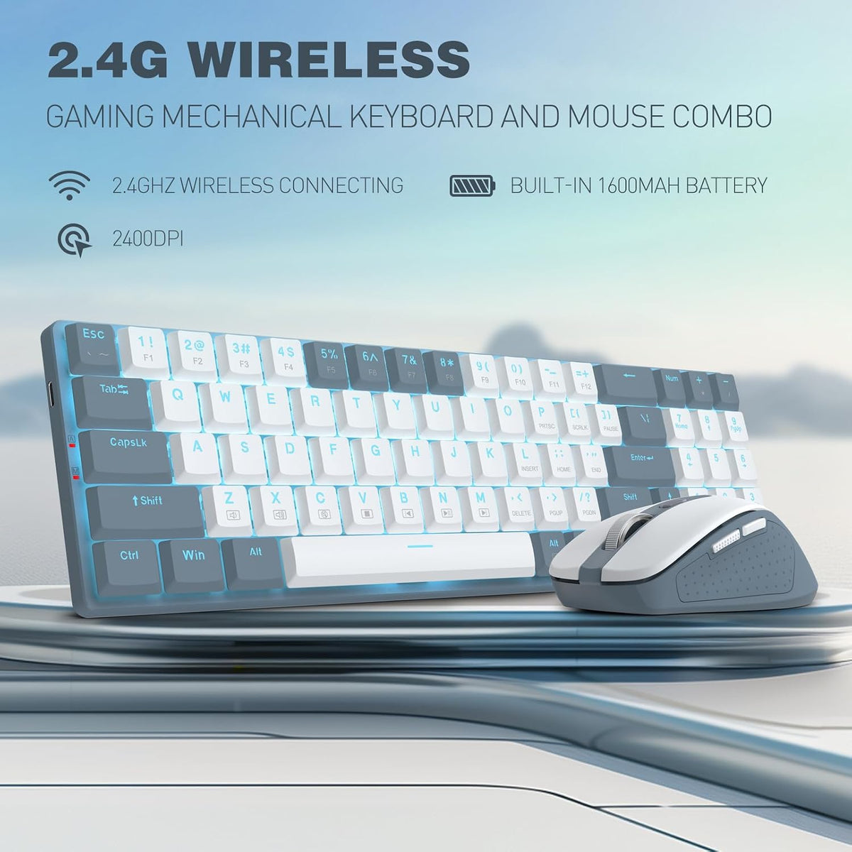 Redragon BS8773 Wireless Keyboard and Mouse Combo, 78 Keys 2.4Ghz Wireless Lo...