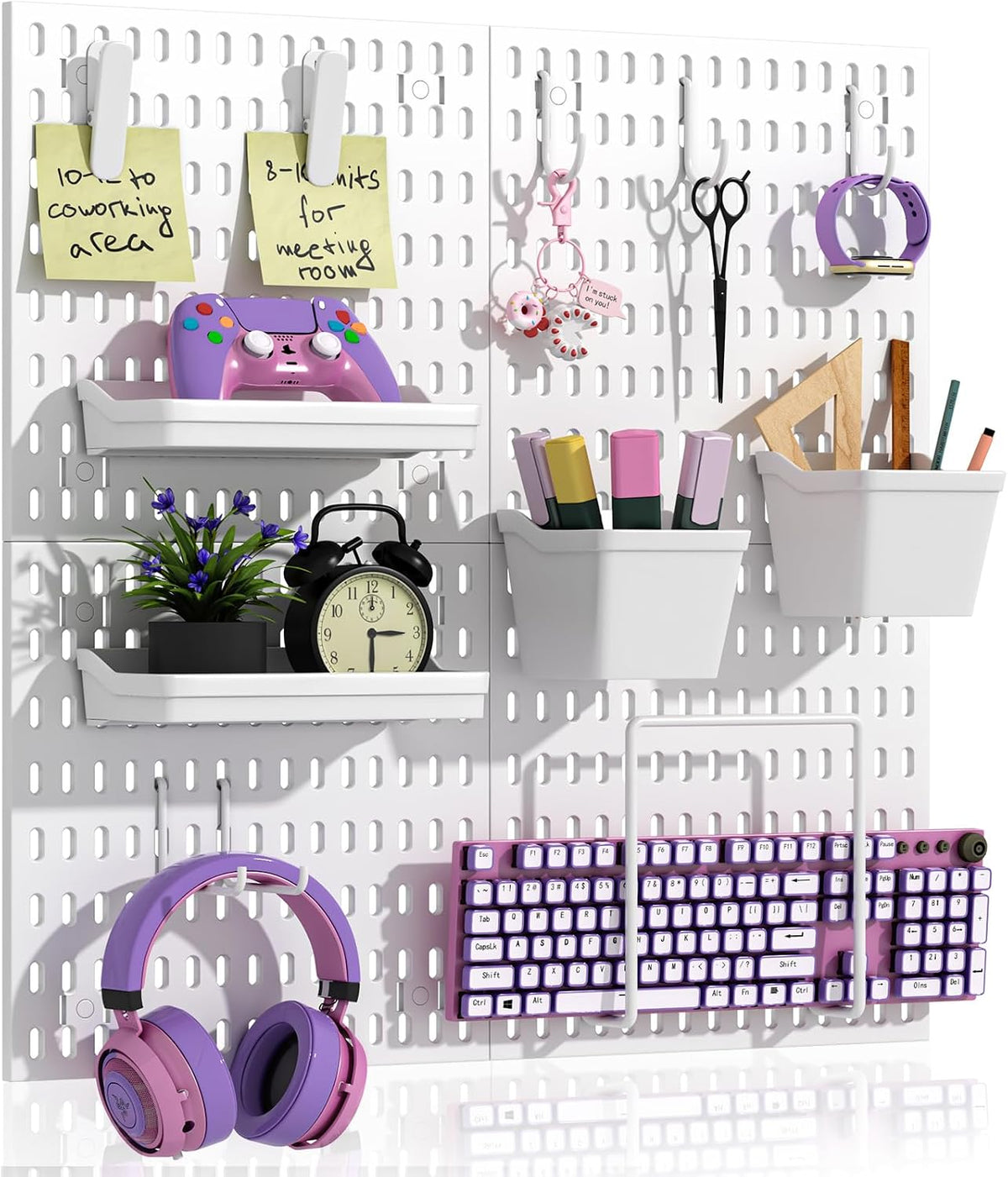 AKTOP Plastic Peg Board Wall Organizer 4-Pack, 12"x12" Pegboard Kit...