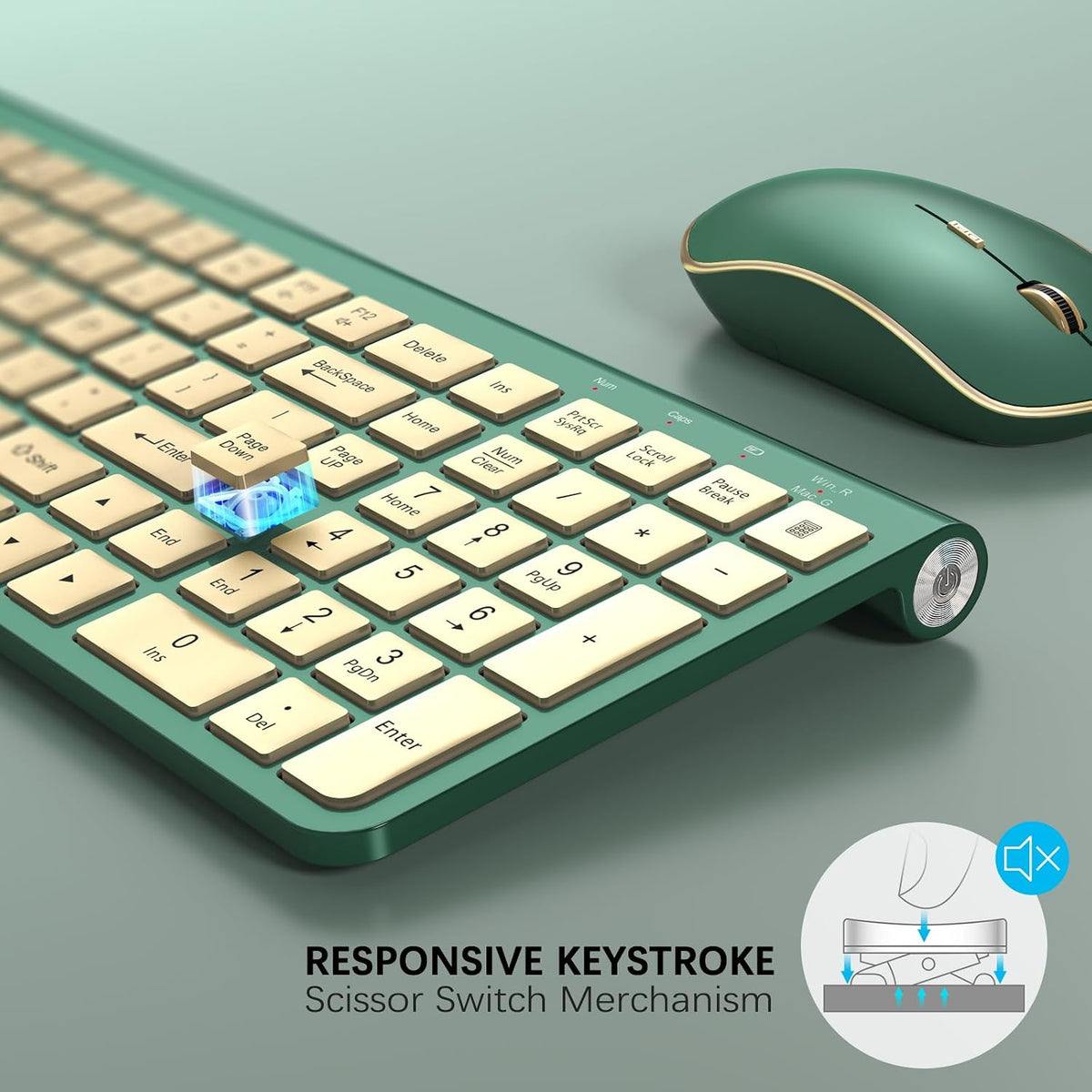 JOYACCESS Wireless Keyboard and Mouse Combo,2.4G Ergonomic Typewriter Keyboar...