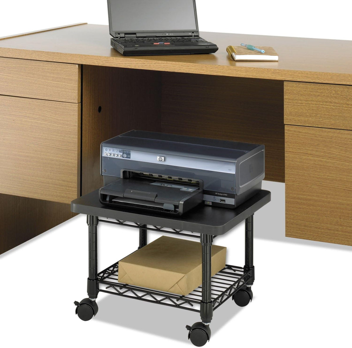 Safco Onyx Rolling Cart Printer Stand, Under-Desk Mobile Utility Table for Ho...