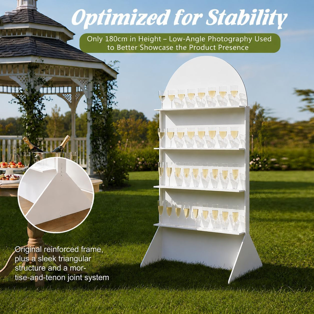 5.9 ft 4-Tier Champagne Wall Holder, Wedding Arch Backdrop Stand