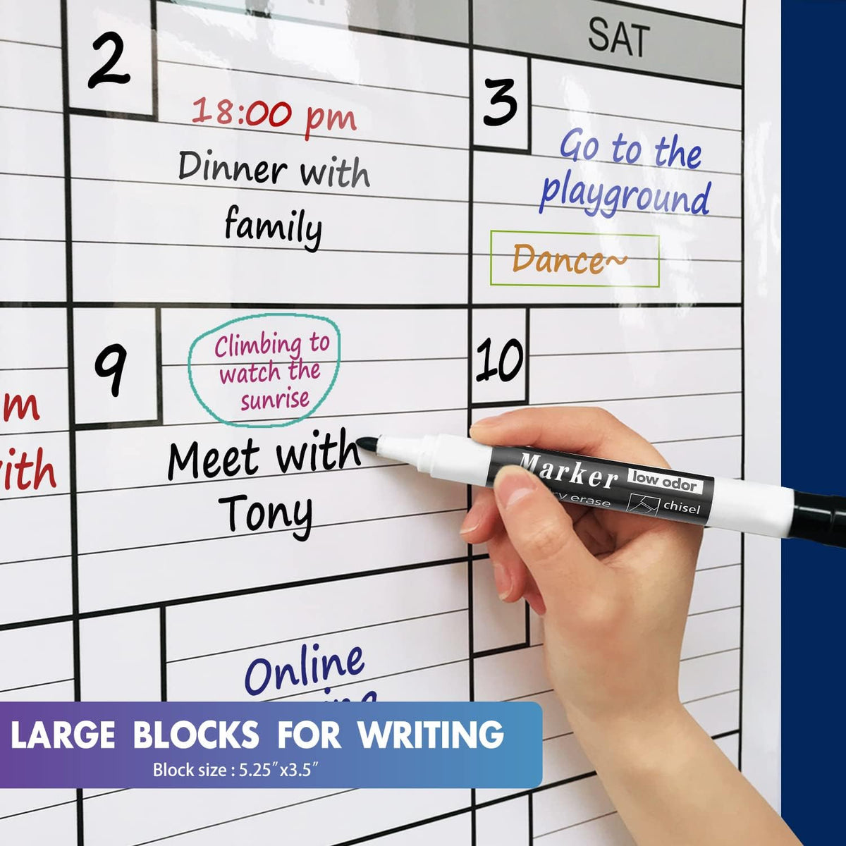 Dry Erase Calendar for Wall Large, 25 x 38 in Monthly Laminated WhiteBoard