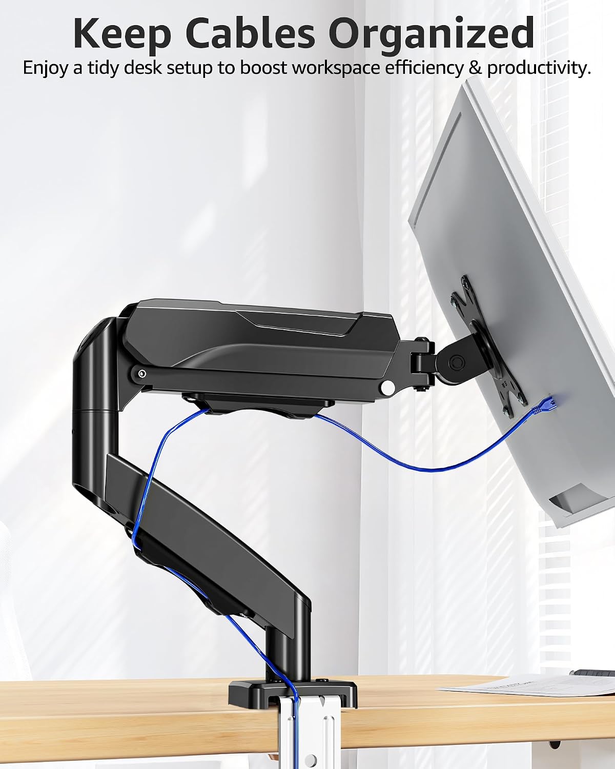 MOUNTUP Single Monitor Desk Mount Holds Screen up to 32 inch, Height Adjustab...